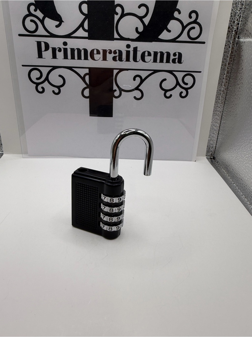 Black Combination Padlock with Silver Dials - Secure Keyless Lock